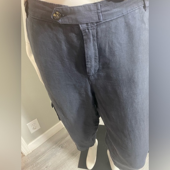 RACHEL Rachel Roy 💙 Blue Cargo Pants Relaxed Fit, size Large 100% Linen - Picture 8 of 11